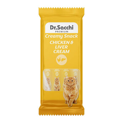 Dr.Sacchi Creamy Snack Tavuklu ve Ciğerli Sıvı Kedi Ödülü 4x14 Gr - 1