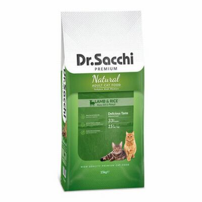 Dr.Sacchi Premium Natürel Lamb & Rice Kuzulu ve Pirinçli Yetişkin Kedi Maması 15 Kg - 1