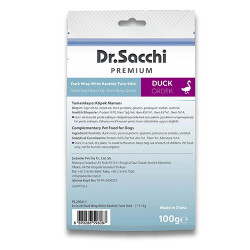 Dr.Sacchi Premium Ördek Sargılı Beyaz Sığır Derisi Burgu Çubuk Tahılsız Köpek Ödülü 5'' 10'lu 100 Gr - 2