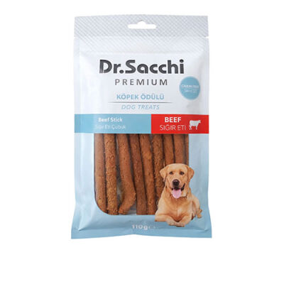 Dr.Sacchi Premium Sığır Etli Çubuk Tahılsız Köpek Ödülü 5'' 10'lu 110 Gr - 1