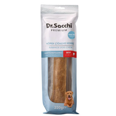 Dr.Sacchi Premium Sığır Etli Doğal Sığır Derisi Press Kemik Tahılsız Köpek Ödülü 12'' 1'li 320 Gr - 1