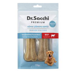 Dr.Sacchi Premium Sığır Etli Doğal Sığır Derisi Press Kemik Tahılsız Köpek Ödülü 5” 2'li 115 Gr - Dr.Sacchi
