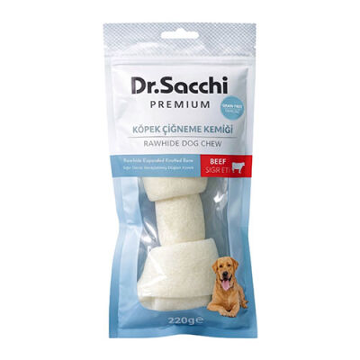 Dr.Sacchi Premium Sığır Etli Sığır Derisi Genişletilmiş Düğüm Kemik Tahılsız Köpek Ödülü 10-11'' 1'li 220 Gr - 1