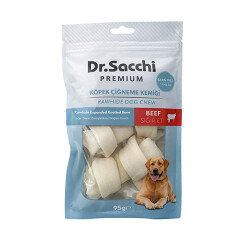 Dr.Sacchi Premium Sığır Etli Sığır Derisi Genişletilmiş Düğüm Kemik Tahılsız Köpek Ödülü 2-4'' 3'lü 95 Gr - Dr.Sacchi
