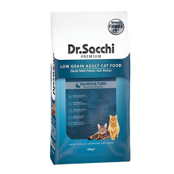 Dr.Sacchi Premium Somonlu ve Ton Balıklı Düşük Tahıllı Yetişkin Kedi Maması 10 Kg - Dr.Sacchi