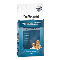 Dr.Sacchi Premium Somonlu ve Ton Balıklı Düşük Tahıllı Yetişkin Köpek Maması 12 Kg - Dr.Sacchi