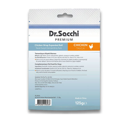 Dr.Sacchi Premium Tavuk Sargılı Genişletilmiş Rulo Tahılsız Köpek Ödülü 5'' 5'li 125 Gr - 2
