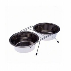 EuroDog Ayaklı İkili Metal Köpek Mama Su Kabı 2x250 Ml 11,5 Cm - Eurodog