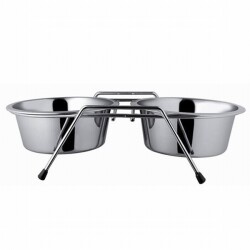 EuroDog Ayaklı İkili Metal Köpek Mama Su Kabı 2x500 Ml 16,5 Cm - EuroDog