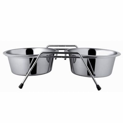 EuroDog Ayaklı İkili Metal Köpek Mama Su Kabı 2x500 Ml 16,5 Cm - 1