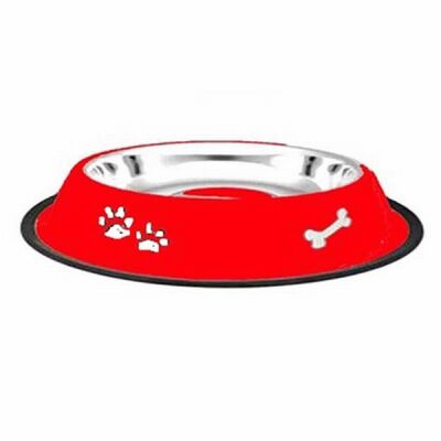 EuroDog Pati Kemik Desenli Metal Köpek Mama Su Kabı 64 Oz 22 Cm - 2