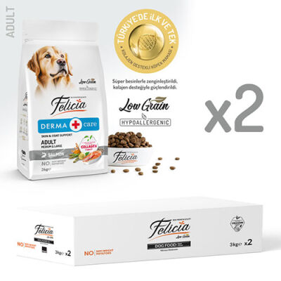 Felicia Hypoallergenic Medium Large Somonlu Düşük Tahıllı Yetişkin Köpek Maması 6 Kg - 1