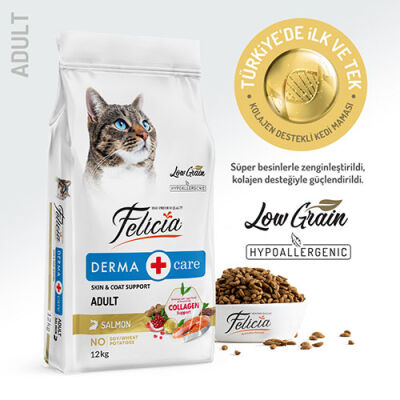 Felicia Hypoallergenic Somonlu Düşük Tahıllı Yetişkin Kedi Maması 12 Kg - 1