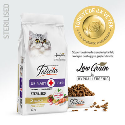 Felicia Hypoallergenic Urinary Somonlu Düşük Tahıllı Kısırlaştırılmış Kedi Maması 12 Kg - 1