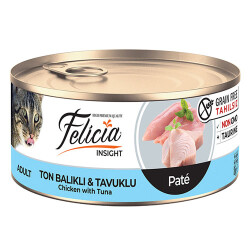 Felicia Kıyılmış Ton Balıklı ve Tavuklu Tahılsız Yetişkin Kedi Konservesi 85 Gr - Felicia