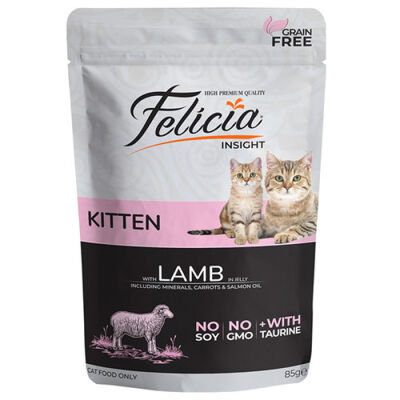 Felicia Pouch Jelly Kuzulu ve Taurinli Tahılsız Yavru Kedi Konservesi 85 Gr - 1