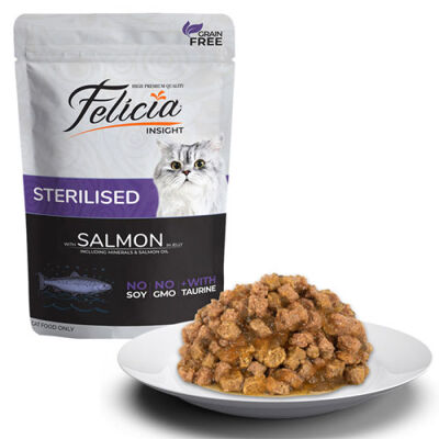 Felicia Pouch Jelly Sterilised Somonlu ve Taurinli Tahılsız Kısırlaştırılmış Kedi Konservesi 6 Adet 85 Gr - 2
