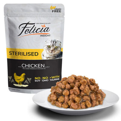 Felicia Pouch Jelly Sterilised Tavuklu ve Taurinli Tahılsız Kısırlaştırılmış Kedi Konservesi 85 Gr - 2