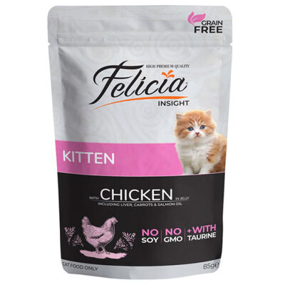 Felicia Pouch Jelly Tavuklu ve Taurinli Tahılsız Yavru Kedi Konservesi 85 Gr - 1