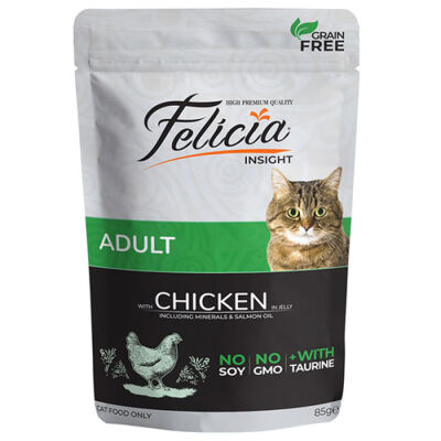 Felicia Pouch Jelly Tavuklu ve Taurinli Tahılsız Yetişkin Kedi Konservesi 6 Adet 85 Gr - 1