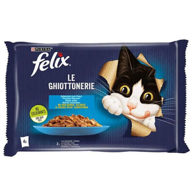 Felix Multipack Pouch Somonlu ve Ton Balıklı Yetişkin Kedi Konservesi 4x85 Gr - 1