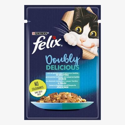 Felix Pouch Çifte Lezzet Somonlu ve Sardalyalı Yetişkin Kedi Konservesi 26 Adet 85 Gr - 1