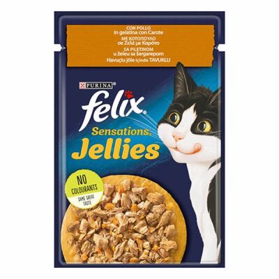Felix Pouch Sensations Jellies Tavuklu ve Havuçlu Yetişkin Kedi Konservesi 26 Adet 85 Gr - 1