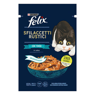 Felix Pouch Tasty Shreds Ton Balıklı Lezzetli Et Dilimleri Yetişkin Kedi Konservesi 12 Adet 80 Gr - 1