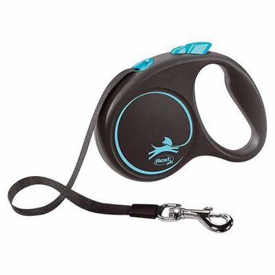 Flexi Black Design Otomatik Şerit Köpek Gezdirme Tasması Medum 5 Mt Mavi - 1