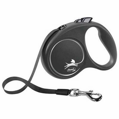 Flexi Black Design Otomatik Şerit Köpek Gezdirme Tasması Small 5 Mt Siyah - 1