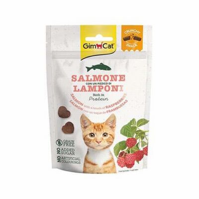 GimCat Crunchy Snacks Salmon Raspberry Somonlu ve Ahududulu Tahılsız Kedi Ödülü 50 Gr - 1