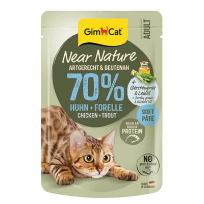 GimCat Near Nature Ezme Tavuklu ve Alabalıklı Pouch Yetişkin Kedi Konservesi 85 Gr - 1