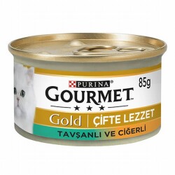 Gourmet Gold Çifte Lezzet Ciğerli Tavşanlı Yetişkin Kedi Konservesi 12 Adet 85 Gr - Gourmet Gold