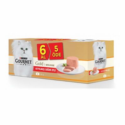 Gourmet Gold Kıyılmış Sığır Etli Yetişkin Kedi Konservesi 6 Al 5 Öde - 1