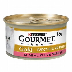 Gourmet Gold Parça Etli Soslu Alabalık Sebzeli Yetişkin Kedi Konservesi 12 Adet 85 Gr - Gourmet Gold
