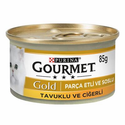 Gourmet Gold Parça Etli Soslu Tavuklu Ciğerli Yetişkin Kedi Konservesi 85 Gr - 1