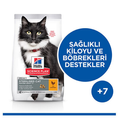 Hill’s SCIENCE PLAN 7+ Sterilised Chicken Kısırlaştırılmış Yaşlı Kedi Maması 1,5 Kg - 2