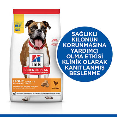Hill’s SCIENCE PLAN Adult Light Medium Chicken Orta Irk Tavuklu Light Köpek Maması 2,5 Kg - 2