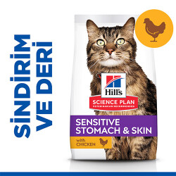 Hill’s SCIENCE PLAN Adult Sensitive Stomach&Skin Chicken Tavuklu Yetişkin Kedi Maması 1,5 Kg - Hill's Science Plan