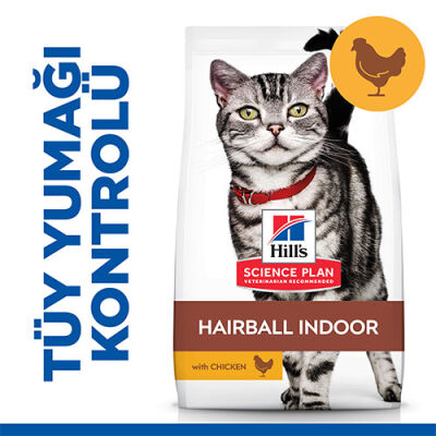 Hill’s SCIENCE PLAN Hairball İndoor Cat Tüy Yumağı Önleyici Tavuklu Yetişkin Kedi Maması 1,5 Kg - 1