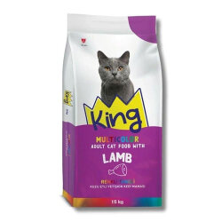 King Multicolor Renkli Taneli Kuzu Etli Yetişkin Kedi Maması 15 Kg - King