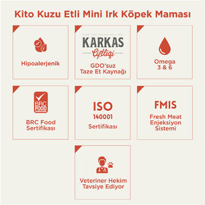 Kito Doğal Besi Kuzu Etli Mini Irk Yetişkin Köpek Maması 2,5 Kg - 2