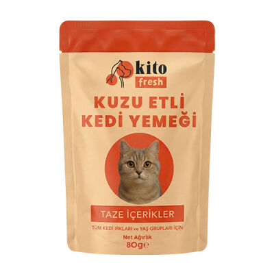 Kito Fresh Kuzu Etli Hipoalerjenik Taze Kedi Yemeği 80 Gr - 1