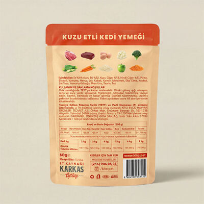 Kito Fresh Kuzu Etli Hipoalerjenik Taze Kedi Yemeği 80 Gr - 2