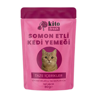 Kito Fresh Somonlu Hipoalerjenik Taze Kedi Yemeği 80 Gr - 1