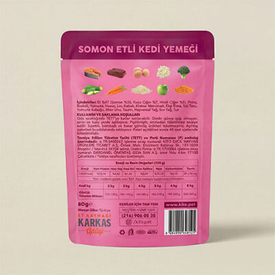 Kito Fresh Somonlu Hipoalerjenik Taze Kedi Yemeği 80 Gr - 3