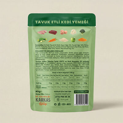 Kito Fresh Tavuk Etli Hipoalerjenik Taze Kedi Yemeği 80 Gr - 3