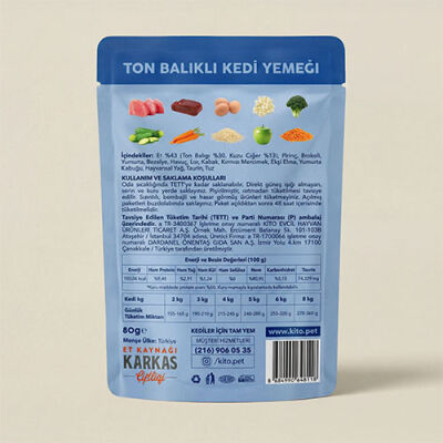 Kito Fresh Ton Balıklı Hipoalerjenik Taze Kedi Yemeği 80 Gr - 2