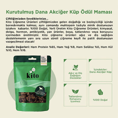 Kito Kurutulmuş Dana Akciğer Küp Şeklinde Köpek Ödülü 100 Gr - 3