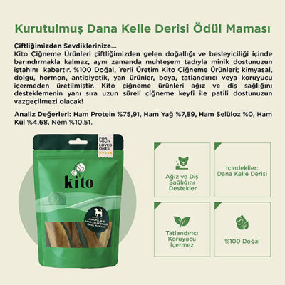Kito Kurutulmuş Dana Kelle Derisi Köpek Ödülü 100 Gr - 3